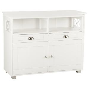 HOMCOM Sideboard Buffet Cabinet with Storage Drawers, Large Tabletop and Crossbar Side Design, White