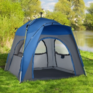 Outsunny Instant Automatic Camping Tent Outdoor Easy Pop Up Tent Portable Backpacking Dome Shelter 5 Person Grey