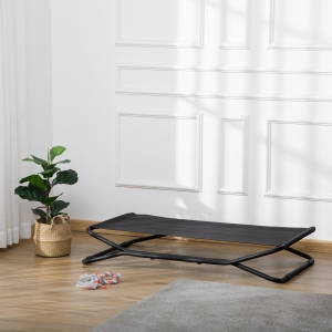 PawHut 47.5" Cooling Elevated Dog Bed, Foldable Raised Pet Cot, with Breathable Mesh, Indoor Outdoor Use, for Medium Dog, Black