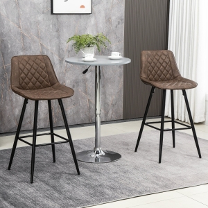 HOMCOM Bar Stools Set of 2, PU Leather Counter Height Bar Chairs, 27.25" Kitchen Stools with Metal Legs for Dining Area, Kitchen Island, Blue