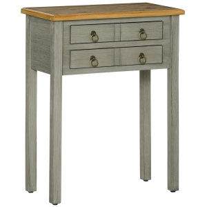 HOMCOM Vintage Console Table with 2 Drawers, Retro Entryway Table for Entryway, Living Room and Hallway, Grey