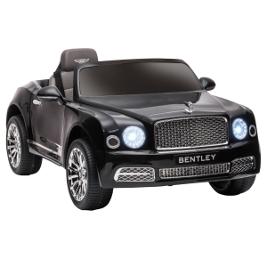 Aosom 12V Bentley Mulsanne Licensed Electric Ride On Car with Parent Control, Battery Powered Car with LED Lights, MP3, Horn, Music, 2 Motors, for 37-72 Months, Black