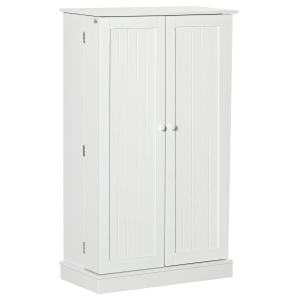 HOMCOM 41" Freestanding Farmhouse 2 Door Kitchen Pantry, Storage Cabinet with Doors and Adjustable Shelves for Living Room and Dinning Room,White