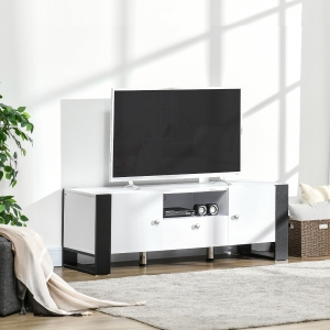 HOMCOM Modern TV Cabinet, TV Stand with Drawer, Storage Door Cabinets and Adjustable Shelves for 65" TVs for Living Room, Bedroom, White