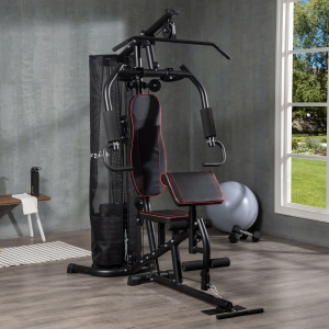 Soozier Home Gym, Multifunction Gym Equipment with 100Lbs Weight Stack for Back, Chest, Arm, Leg and Full Body Workout