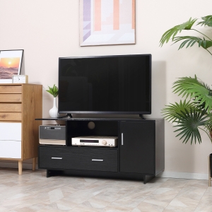 HOMCOM Modern TV Stand Cabinet for TVs up to 47 Inches, Entertainment Center with Drawer Cupboard and Open Shelves, for Living Room Bedroom, Black