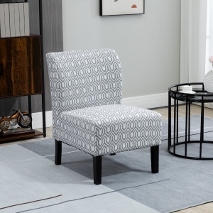 HOMCOM Armless Accent Chair for Bedroom, Upholstered Slipper Side Chair for Living Room with Wood Legs, Grey