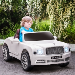 Aosom 12V Electric Ride On Car with Parent Control, Battery Powered Car with LED Lights, MP3, Horn, Music, 2 Motors, for 37-72 Months, White