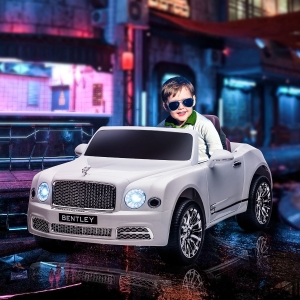 Aosom 12V Electric Ride On Car with Parent Control, Battery Powered Car with LED Lights, MP3, Horn, Music, 2 Motors, for 37-72 Months, White