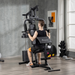 Soozier Home Gym Equipment, Multifunction Workout Machine with 145lbs Weight Stack for Full Body Workout and Strength Training