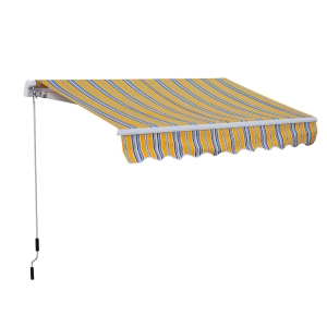 Outsunny 8' x 6.6' Patio Retractable Awning, Manual Exterior Sun Shade Deck Window Cover, Mixed Color