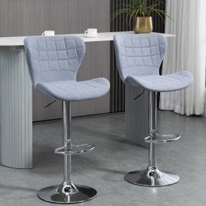 HOMCOM Set of 2 Height Adjustable Bar Stools Dining Chair with Footrest for Home Pub