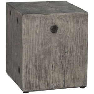 HOMCOM Decorative Side Table with Square Tabletop, Rustic End Table with Wood Grain Finish, for Indoors and Outdoors, Grey
