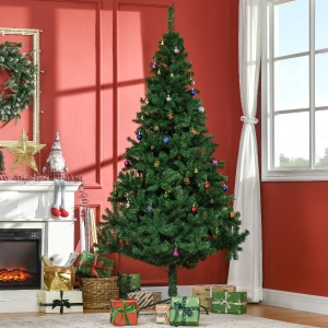 HOMCOM 7ft Green Christmas Tree Artificial Xmas Holidays Party with Decoration Ornament