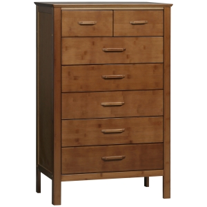 HOMCOM Wooden Dresser Storage Chest Organizer with 7 Drawers and Bamboo Frame, Brown