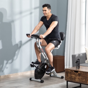 Soozier Foldable Upright Training Exercise Bike Indoor Stationary X Bike with 8 Levels of Magnetic Resistance for Aerobic Exercise, Black
