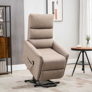 HOMCOM Power Lift Chair Recliner for Elderly, Padded Reclining Chair with Remote Control, Side Pockets for Living Room, Brown