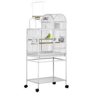 PawHut 64 Inch Bird Cage Cockatiel Cages for Medium Small Parrots, Budgies, Lovebirds, Parrotlets with Rolling Stand