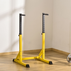 Soozier Adjustable Heavy Duty Dip Station Strength Training Freestanding Commercial Dip Stand Parallel Bar Home Gym Workout Trainer Yellow