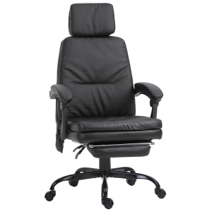 Vinsetto High-Back 6-Point Vibration Massaging Office Chair with 5 Modes, Headrest, Padded Seat, Wheels, Retractable Footrest, Black