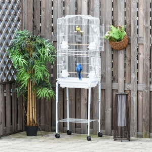 PawHut 62" Bird Cage Cockatoo House Play Top Finch Pet Supply with Wheels White