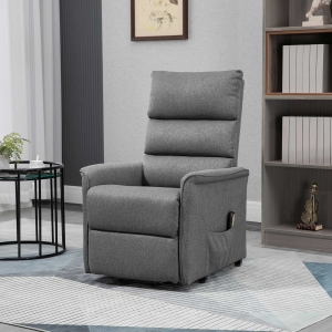 HOMCOM Power Lift Chair Recliner for Elderly, Padded Reclining Chair with Remote Control, Side Pockets for Living Room, Dark Grey