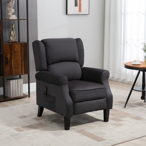 HOMCOM Massage Recliner Chair for Living Room, Push Back Recliner Armchair with Extendable Footrest, Remote Controller, Side Pocket, Black