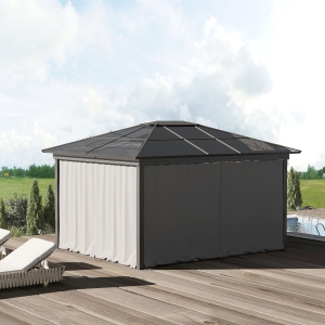 Outsunny 10' x 10' Universal Gazebo Sidewall Set with 4 Panels, Hooks/C-Rings Included for Pergolas & Cabanas, Light Grey