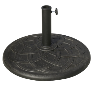 Outsunny 22" 42 lbs Round Resin Umbrella Base Stand Market Parasol Holder with Beautiful Decorative Pattern & Easy Setup, for Φ1.5", Φ1.89" Pole, for Lawn, Deck, Backyard, Garden, Bronze