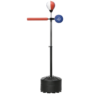 Soozier Free Standing Speed Bag, Adjustable Boxing Bag with Stand, Reflex Bar, Punching Pad and Suction Cup Base for Adults & Teenagers, Red and Blue