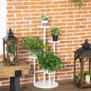 Outsunny 5 Tiered Plant Stand, Corner Plant Shelf, Multiple Flower Pot Holder Storage Organizer w/ Anti-tip Strap for Indoor Outdoor Porch Balcony Living Room Bedroom