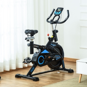 Soozier Stationary Exercise Bike Indoor Cardio Workout Cycling Bicycle w/ Heart Pulse Sensor & LCD Monitor 28.6lb Flywheel Adjustable Resistance