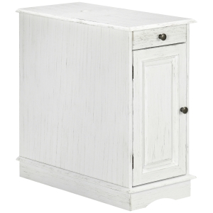 HOMCOM Flip Top End Side Table with Storage Drawer and Cabinet, 11.5" x 24" x 24.25", White