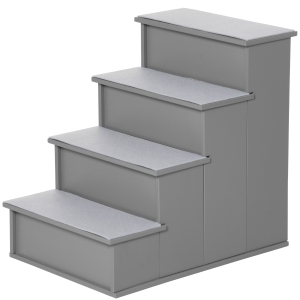 PawHut Pet Stairs, Small Dog Steps for Couch Bed with Cushioned Removable Covering, 15.75" x 23.25" x 21.25", Grey
