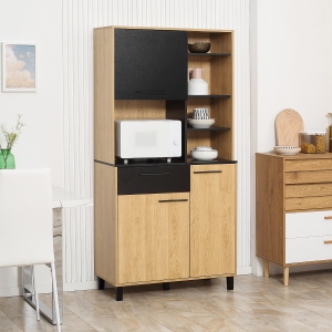 HOMCOM 71" Kitchen Pantry Cabinet, Storage Cabinet with Soft Close Doors, Adjustable Shelves for Living Room
