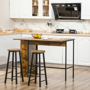 HOMCOM Extendable Bar Table with Storage, Counter Height Table, Foldable Pub Table with Adjustable Storage Shelf