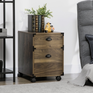 HOMCOM Veritcal File Cabinet with Hanging Bars for Letter and A4 Size for Home Office, 15.6"x20.1"x22.3", Brown
