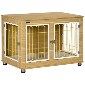 PawHut Dog Crate Side End Table, Indoor with Soft Cushion, Double Doors, for Medium Large Dogs