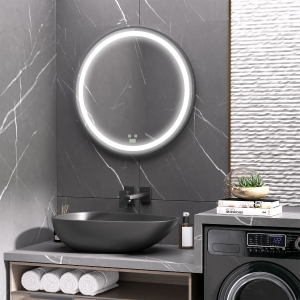 kleankin LED Bathroom Mirror for Vanity, Dimmable Lighted Anti Fog Wall Mirror with 3 Temperature Colors, Plug-in, 28 Inch