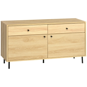HOMCOM Buffet Cabinet, Accent Coffee Bar Cabinet, Kitchen Sideboard with 2 Ribbed Storage Drawers