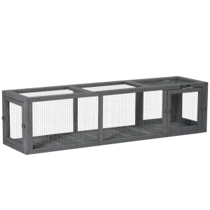 PawHut Wooden Cat Play Tunnel Outdoor Cat Enclosure with Weather Protection, Multiple Entrances Locks, Connecting Inside Outside for Deck Patios, Balconies