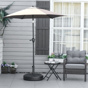Outsunny 55cm Round Parasol Base Stand Outdoor Umbrella Weights Holder for Market Parasols, Water Filled, for 38/48 mm Poles, Black