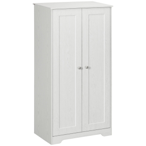 HOMCOM Kitchen Pantry, Freestanding Cupboard with 2 Doors, Adjustable Shelves for Living Room, Dining Room and Bedroom, White