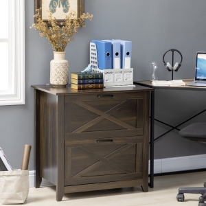 Vinsetto Vertical File Cabinet with Hanging Bars for Letter and A4 Size for Home Office, 29.9"x 19.7"x 30.3", Brown
