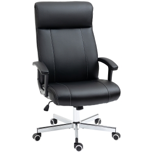 Vinsetto PU Leather Office Chair, Desk Chair with 360 Degree Swivel Wheels Adjustable Height Tilt Function, Black