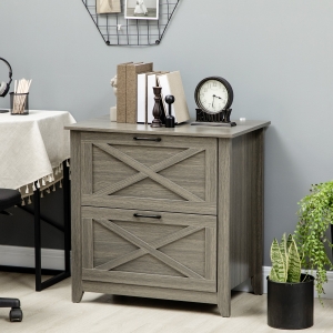 Vinsetto Vertical File Cabinet with Hanging Bars for Letter and A4 Size for Home Office, 29.9"x 19.7"x 30.3", Grey