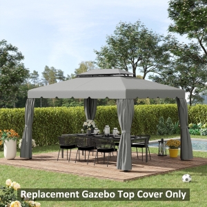 Outsunny 12.8' x 9.5' Gazebo Replacement Canopy, Gazebo Top Cover with Double Vented Roof for Garden Patio(TOP ONLY), Grey