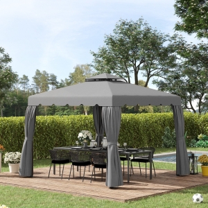Outsunny 9.8' x 9.8' Gazebo Replacement Canopy, Gazebo Top Cover with Double Vented Roof for Garden Patio Outdoor (TOP ONLY), Grey
