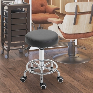 Vinsetto Adjustable Swivel Salon Stool Hydraulic PU Barber Rolling Massage Tattoo Chair Bar Beauty SPA Seat Black
