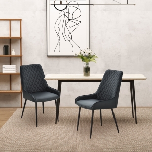 HOMCOM Set of 2 PU Leather Dining Chair Soft Leisure Seat with Metal Base